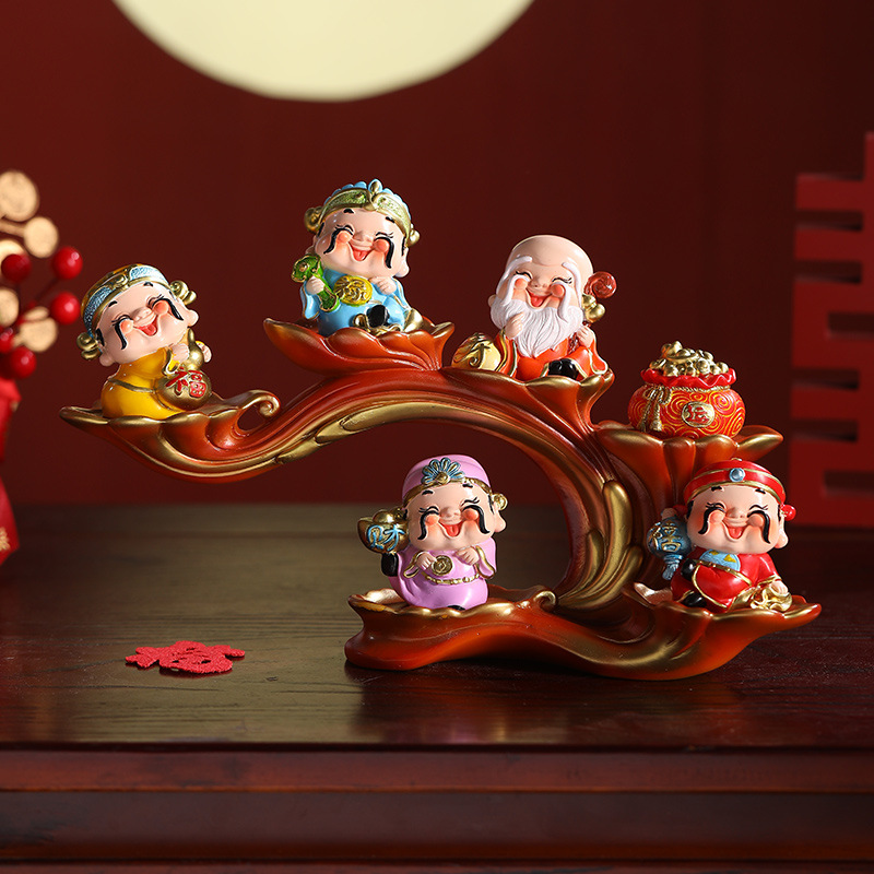 six fulinmen god god of wealth decoration creative decorations hallway tv cabinet shop opening and housewarming crafts