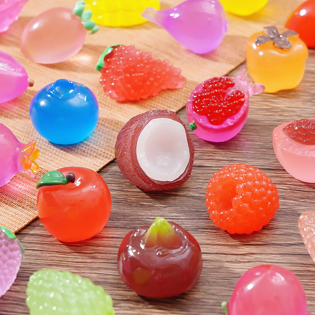 luminous fruit small cute grain mangosteen persimmon diy blind bag ornament accessories desktop car decorations small ornaments