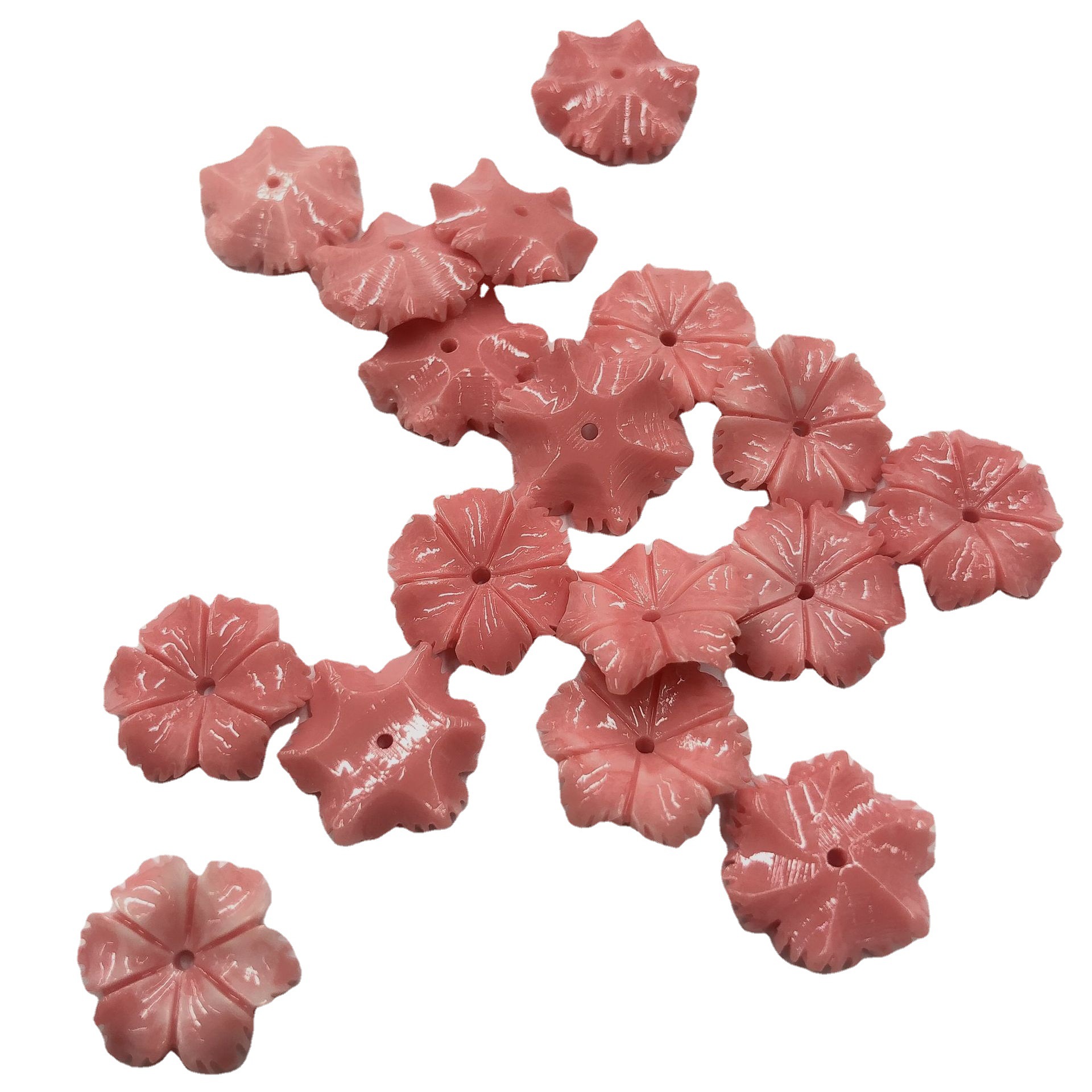 Synthetic Pink Pressed Scattered Beads Rose Camellia Tulip Orchid Shell Embossed DIY Ornament Bracelet Necklace Accessories