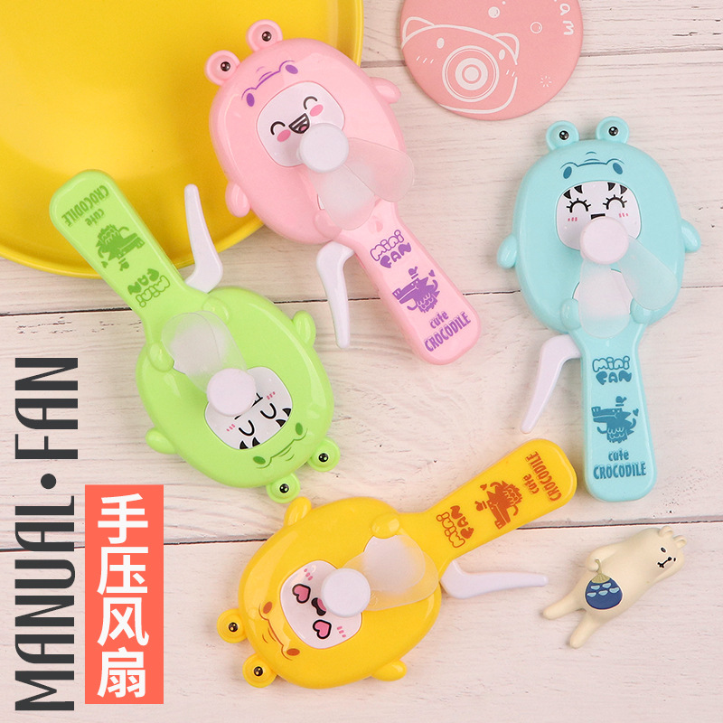 Small Cute Frog Hand Pressure Fan Portable Children's Handheld Toy Cartoon Fan Promotional Gifts Factory Direct