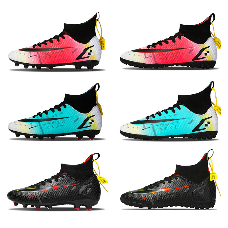刺客足球鞋cr7男女梅西学生ag长钉tf碎钉成人草地儿童训高帮练鞋