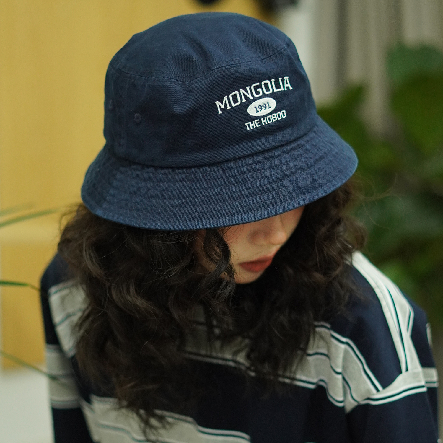 [the hoboo]日系原创字母渔夫帽女夏季遮阳防晒水洗盆帽子潮流男