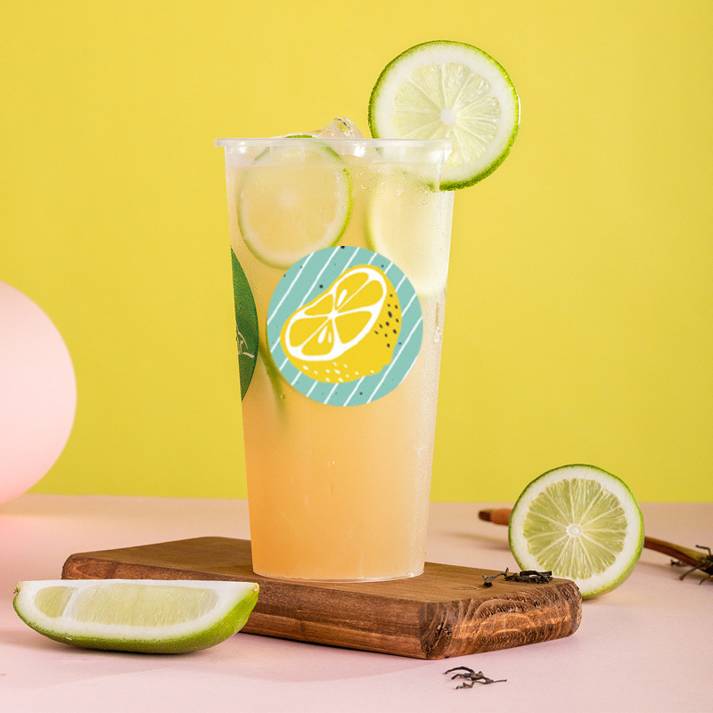 奶茶杯贴纸500张/卷水果柠檬贴小清新可爱创意设计装饰不干胶标签