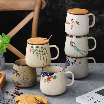日式陶瓷咖啡杯马克杯办公室杯子创意潮流大容量水杯情
