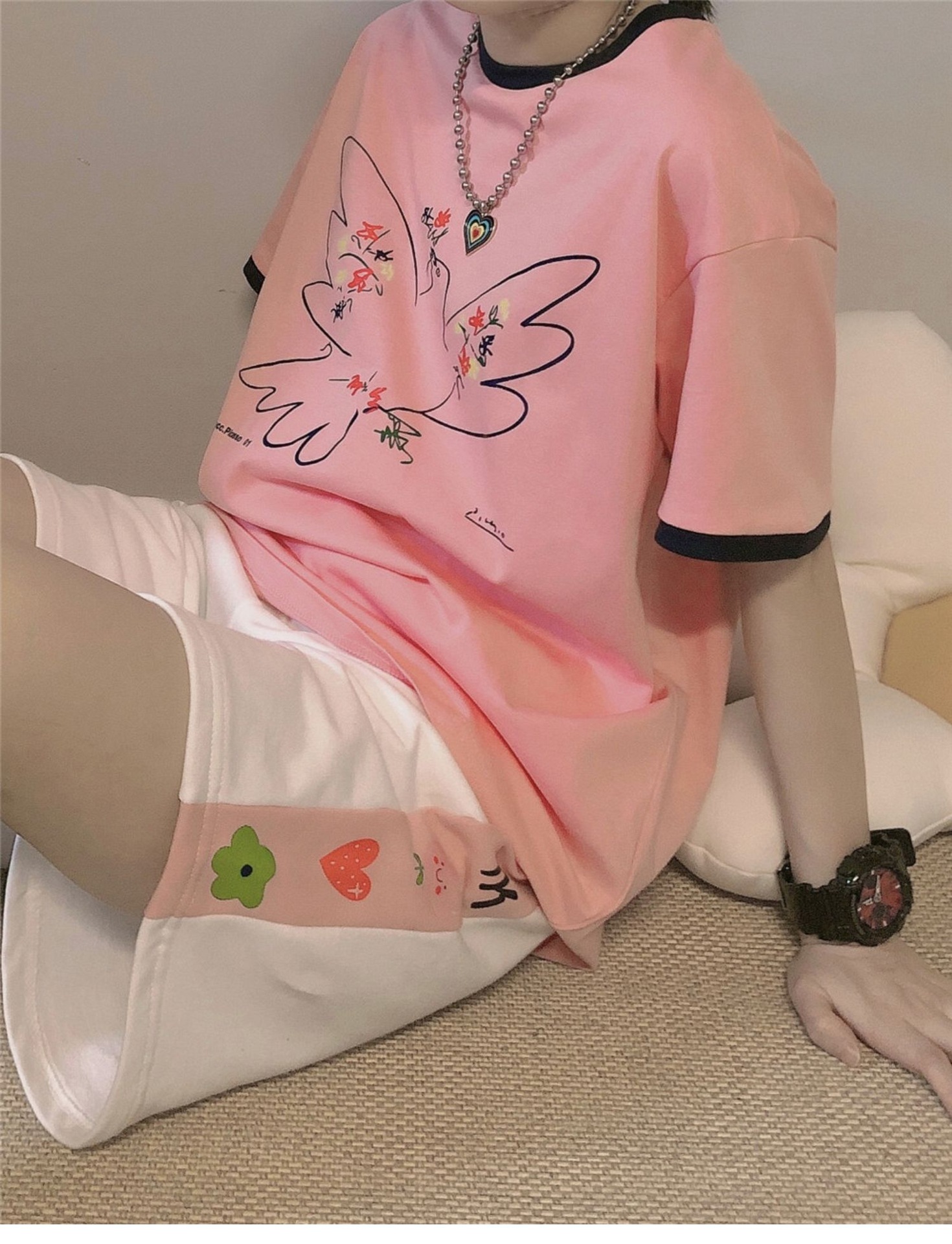 2021夏季新款大码女装粉色短裤女学生韩版休闲学院风五分中裤学生