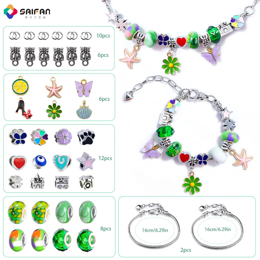 Amazon Cross-Border Colorful Beaded Children's Diy Jewelry Accessories Materials Diy Beaded Beads Loose Beads Bracelet Set