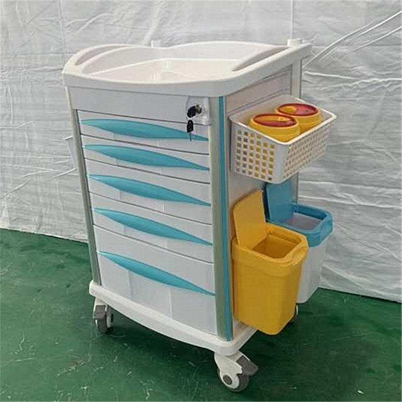 医院小推车换药车 送药车护理车塑料抢救车abs静音急救床带复苏板