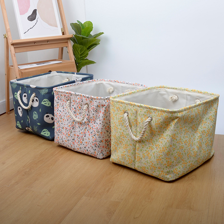 创意布艺收纳筐 家用脏衣玩具收纳篮整理箱 方形家居物品置物筐