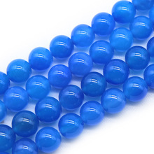 冰种蓝玛瑙散珠圆珠  DIY手工串饰品配件 蓝色玛瑙半成品材料