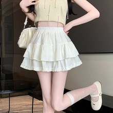 白色短裙女夏季2024新款高腰a字显瘦半身裙小个子蓬蓬芭蕾蛋糕裙