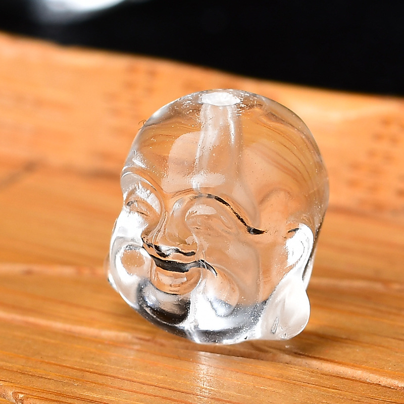 天然白水晶笑脸佛佛头手链佛珠diy水晶文玩佛珠串珠饰品配饰配珠