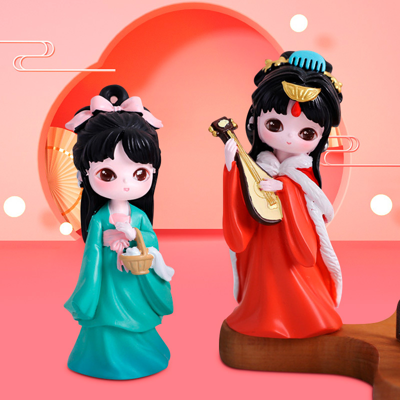 新款国潮盲盒古风国色天香四大美人树脂手办公仔玩偶客厅卧室摆件