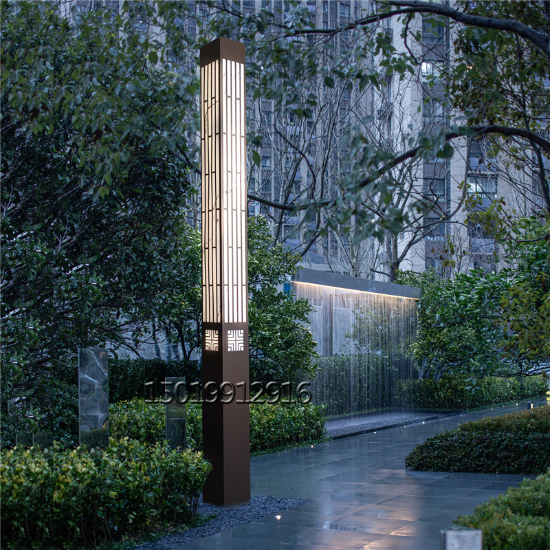 园林深咖色景观灯地产示范区入口立柱灯长方形罗马高杆灯庭院灯厂
