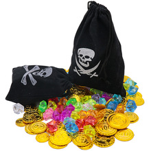 海盗金币万圣节道具筹码币桌游配件钱币袋塑料玩具币宝藏寻宝金币