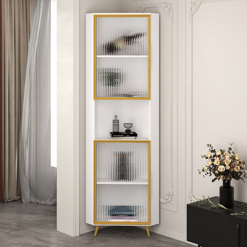 简约实木转角柜墙角柜拐角轻奢门收纳柜饭厅置物柜客厅落地三角形