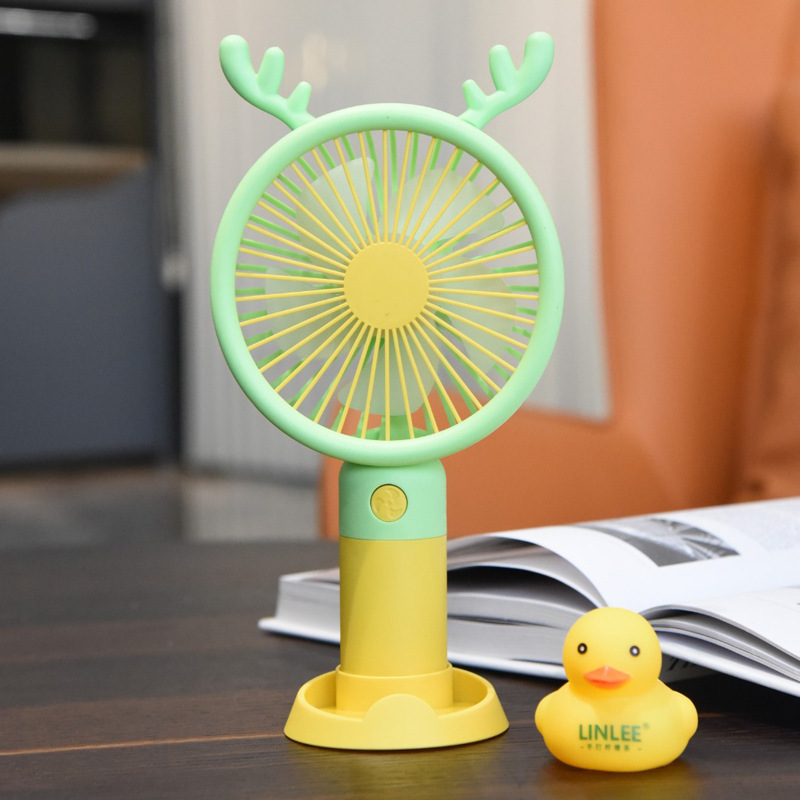 2023 Large Small Handheld Fan USB Rechargeable Small Fan Office Desk Surface Panel Electric Fan Wholesale with Base