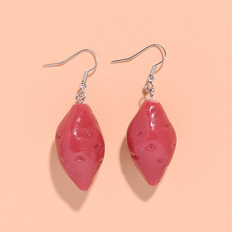 amazon cross-border resin sweet potato earrings exaggerated personalized funnny and creative simulation food and vegetables ear rings wholesale