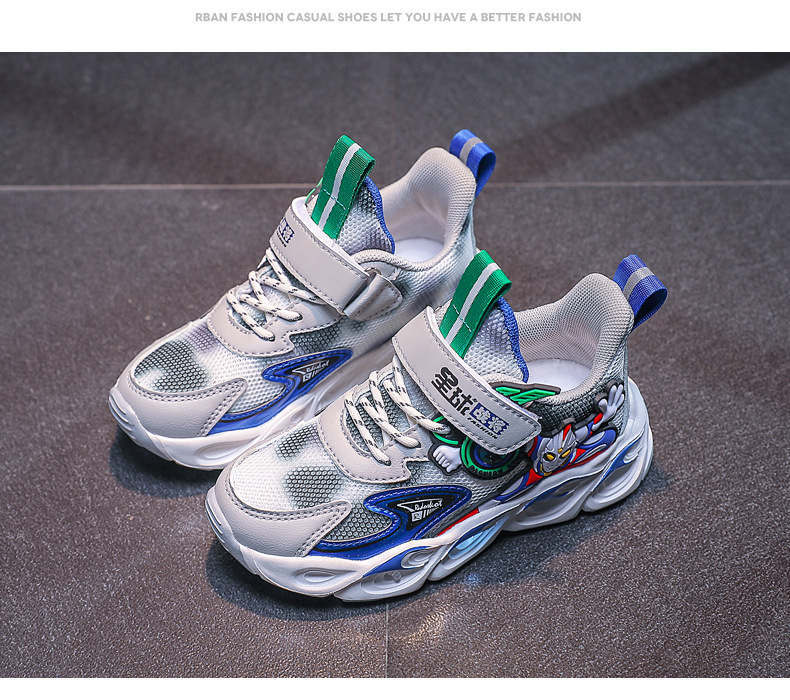 带灯男童鞋奥特小曼小男孩运动鞋加绒儿童鞋子2022春秋发光鞋