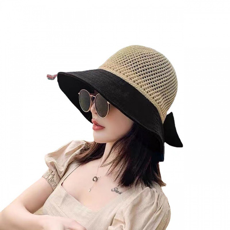 Summer New Sun Hat Women's Patchwork Cloth Hat Sun Protection Sun Hat Fashionable All-Match Thin Breathable Bucket Hat