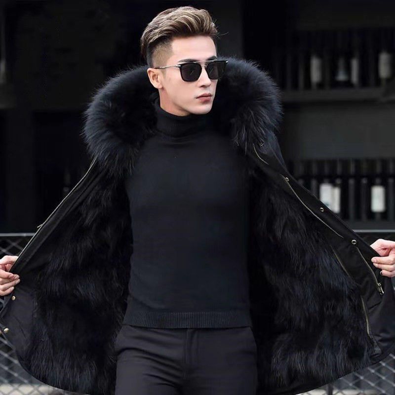 Parka 2023 New Men's Winter Dad Middle-Aged and Elderly Men's Coat Thickened Large Size Faux Fur Coat