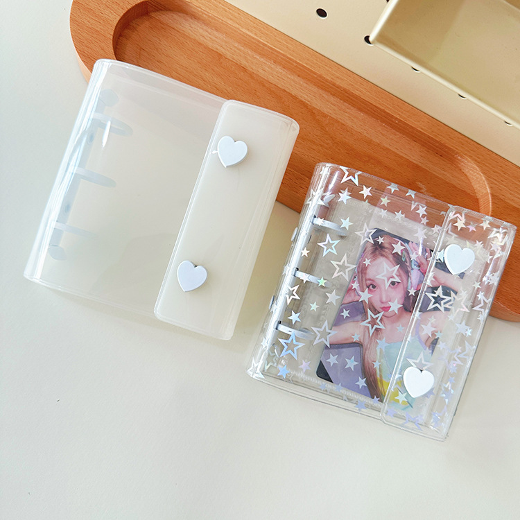 A8双扣活页卡册3孔手帐壳3寸追星小卡收纳册贴纸活页本闪闪收纳