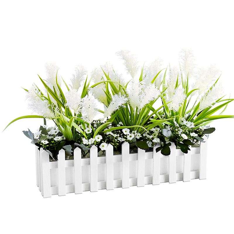 仿真芦苇草摆件网红装饰栅栏花长方形假绿植造景餐厅商场橱窗隔断