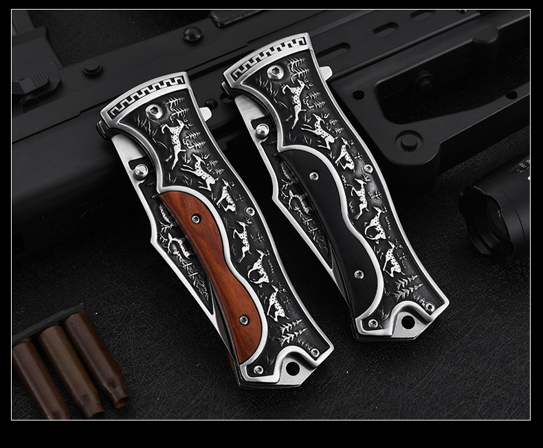 跨境哥伦比亚高硬度折叠刀野营战术户外刀具露营登山刀具户外折刀