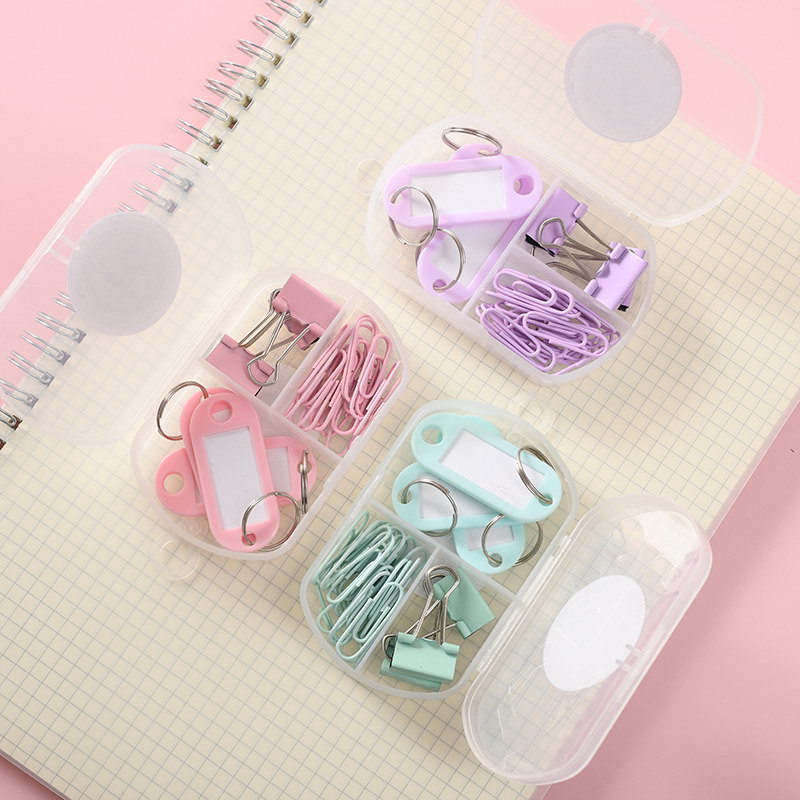 Fresh Macaron Color Long Tail Clip Binder Clip Iron Clip Combination Wholesale 19mm Cute Binding Student Stationery