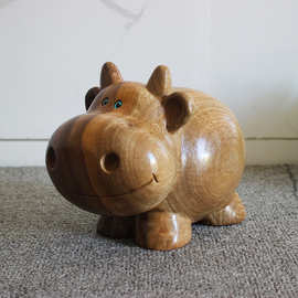 香樟木雕牛摆件家居客厅财运祥瑞福牛木质工艺品十二生肖创意饰品