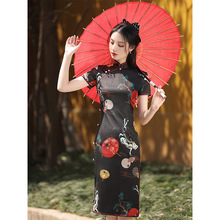旗袍2021年新款年轻款黑色中国风女装夏季气质改良连衣裙素雅复古
