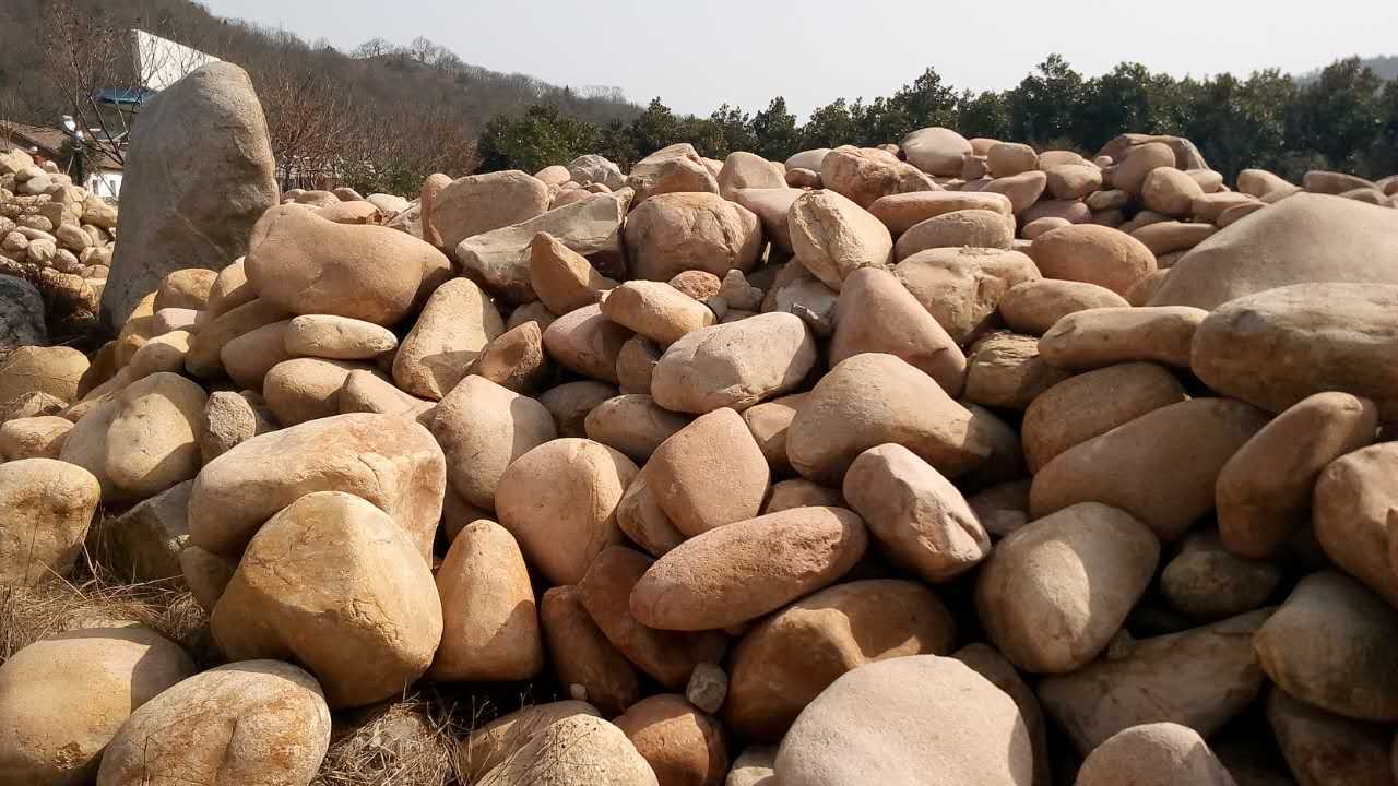 批发水冲石溪滩石 大规格鹅卵石 黄蜡石 园林铺路石 园林工程用品