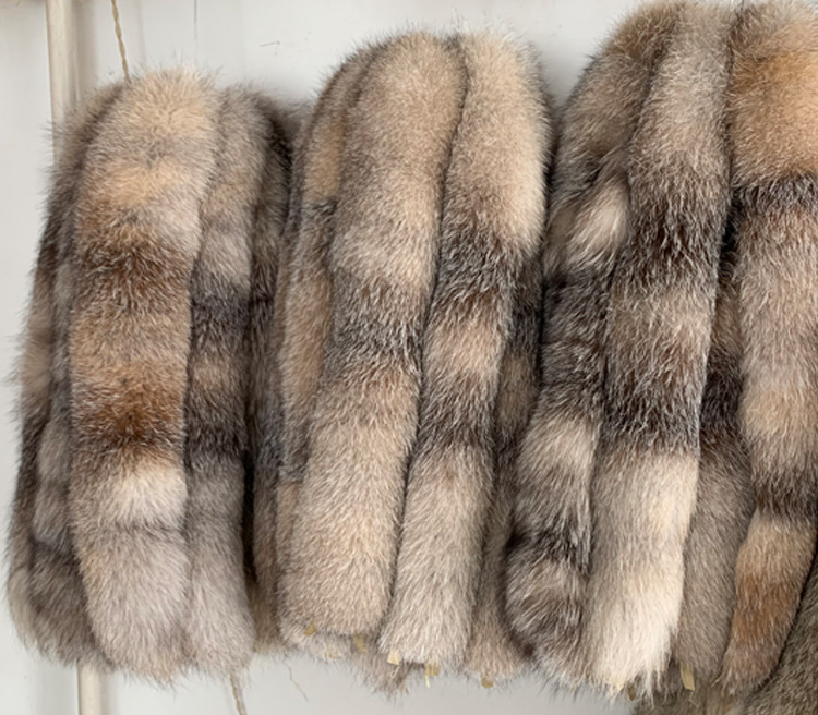 狐狸大帽条进口银兰狐狸毛领北面羽绒服皮草毛领大鹅款仿狼毛领子