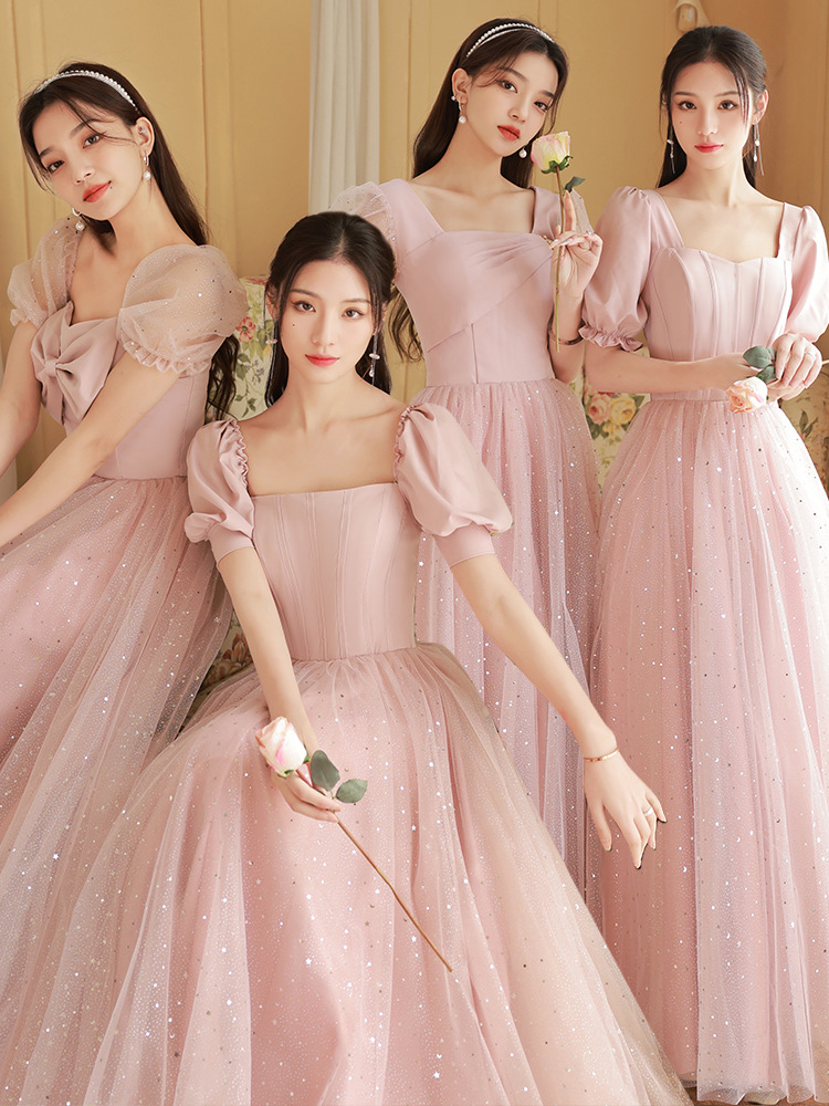 伴娘服2022新款夏季粉色高级感伴娘团姐妹裙显瘦仙气质礼服女春秋