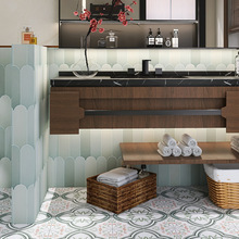 绿色清新小花砖200卫生间瓷砖复古花砖墙砖洗手间浴室厨房地砖
