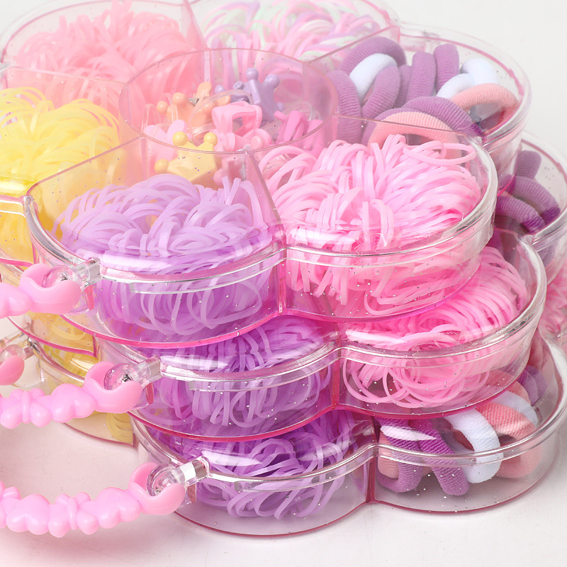 Cross-Border Hot Sale 7-Grid Candy Color Disposable Hair Tie Small Rubber Band Braided Hair Band Children's Combination Hair Band