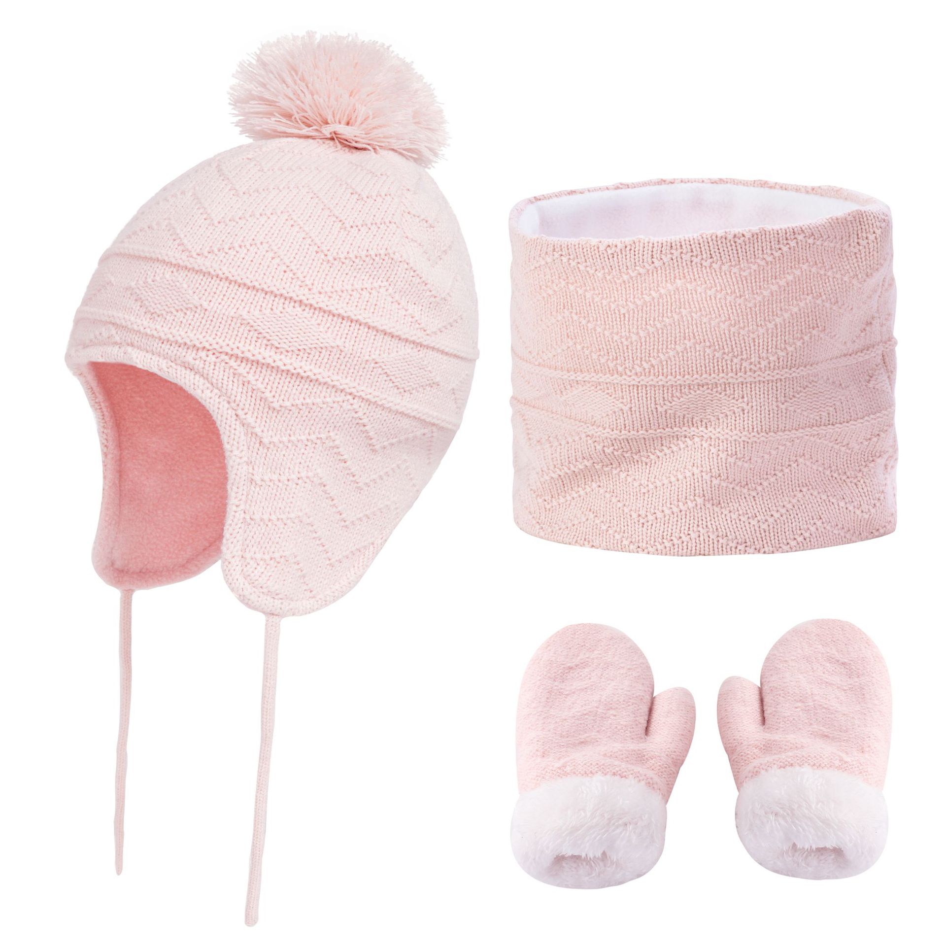 Plus Fleece Warm Children's Hat Scarf Gloves Three-piece Set