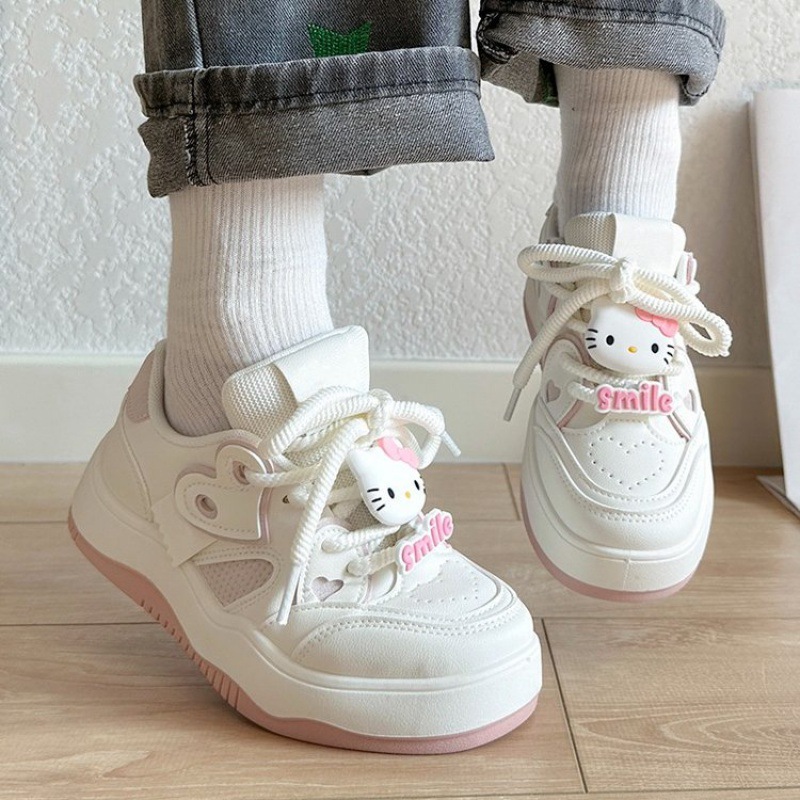2024春季新款鞋子女可爱kt猫学生厚底运动鞋初中生百搭休闲板鞋女