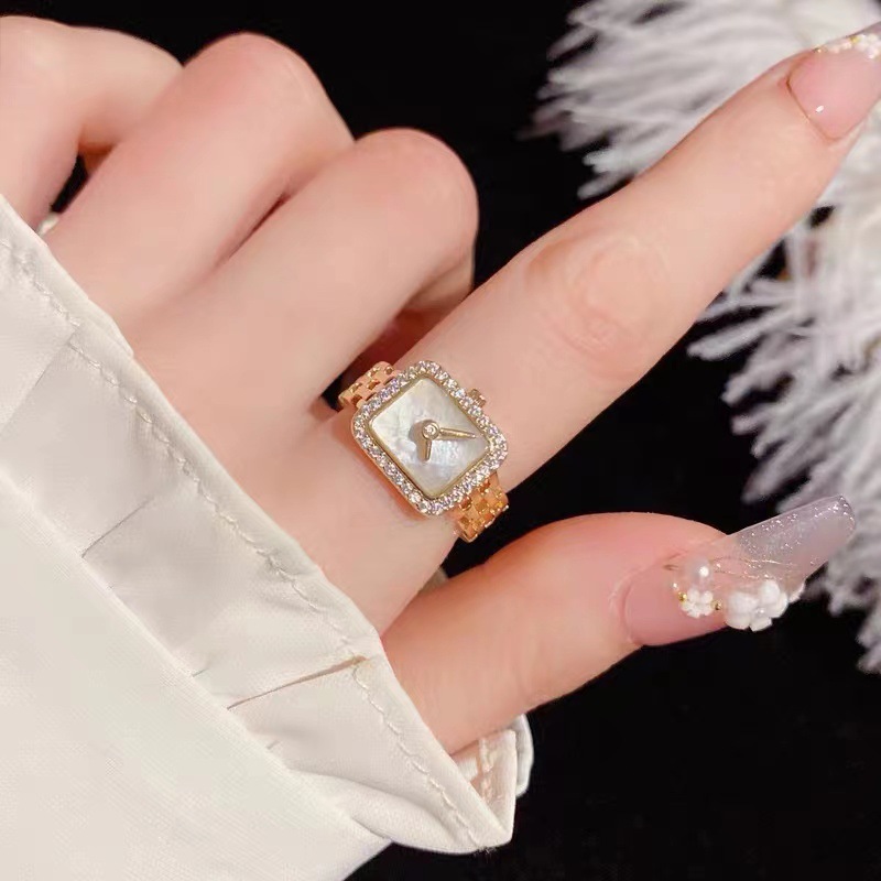 Chain Shell Open-End Zircon Ring Female Personalized Fashionable All-Match Index Finger Ring Creative Ring Accessories