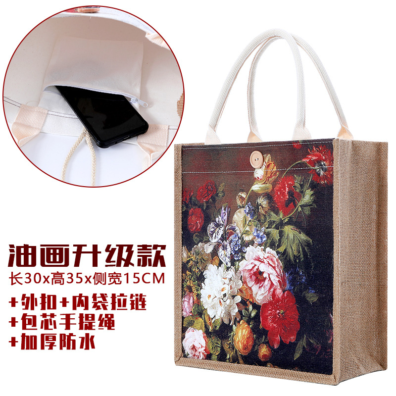 2023 New Products in Stock Printed Canvas Bag Women's Hand Shopping Sack National Fashion Tote Bag Logo Printing