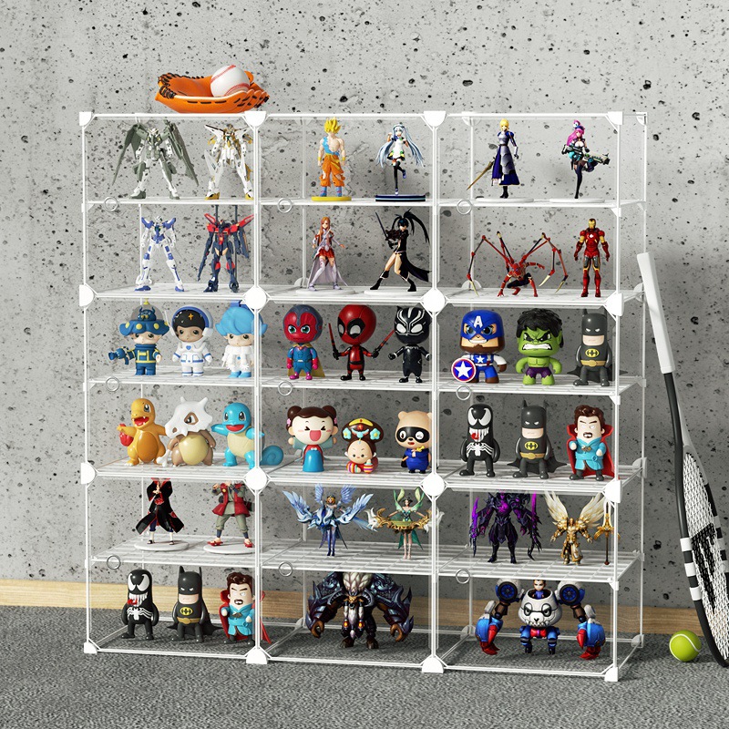 手办展示架防尘玩具娃娃公仔玩偶透明盒摆放小架子积木收纳柜