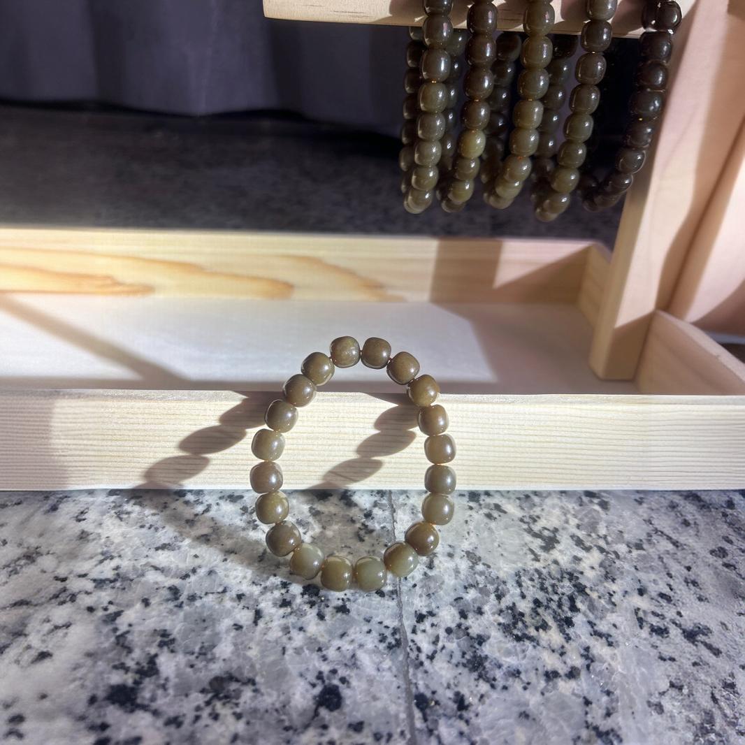 烟青色渐变白玉直切手串女绕指柔文玩珠子手链手持佛珠男盘玩手链