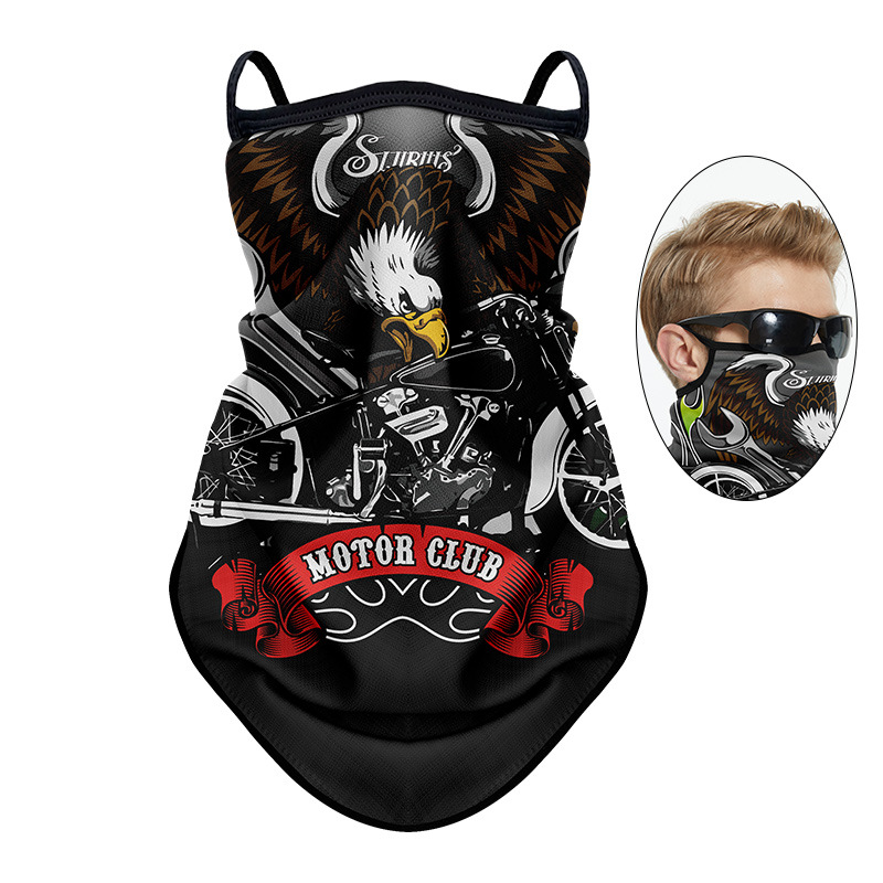 Summer Riding Sun Mask Men's Ice Silk Ear-Hanging Face Towel Harley Motorcycle Vintage Headscarf Outdoor Fishing Mountaineering Scarf
