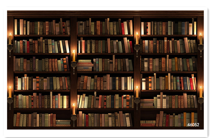 怀旧复古剧本杀书架书房壁纸网红书柜拍照直播背景墙纸换装自拍馆