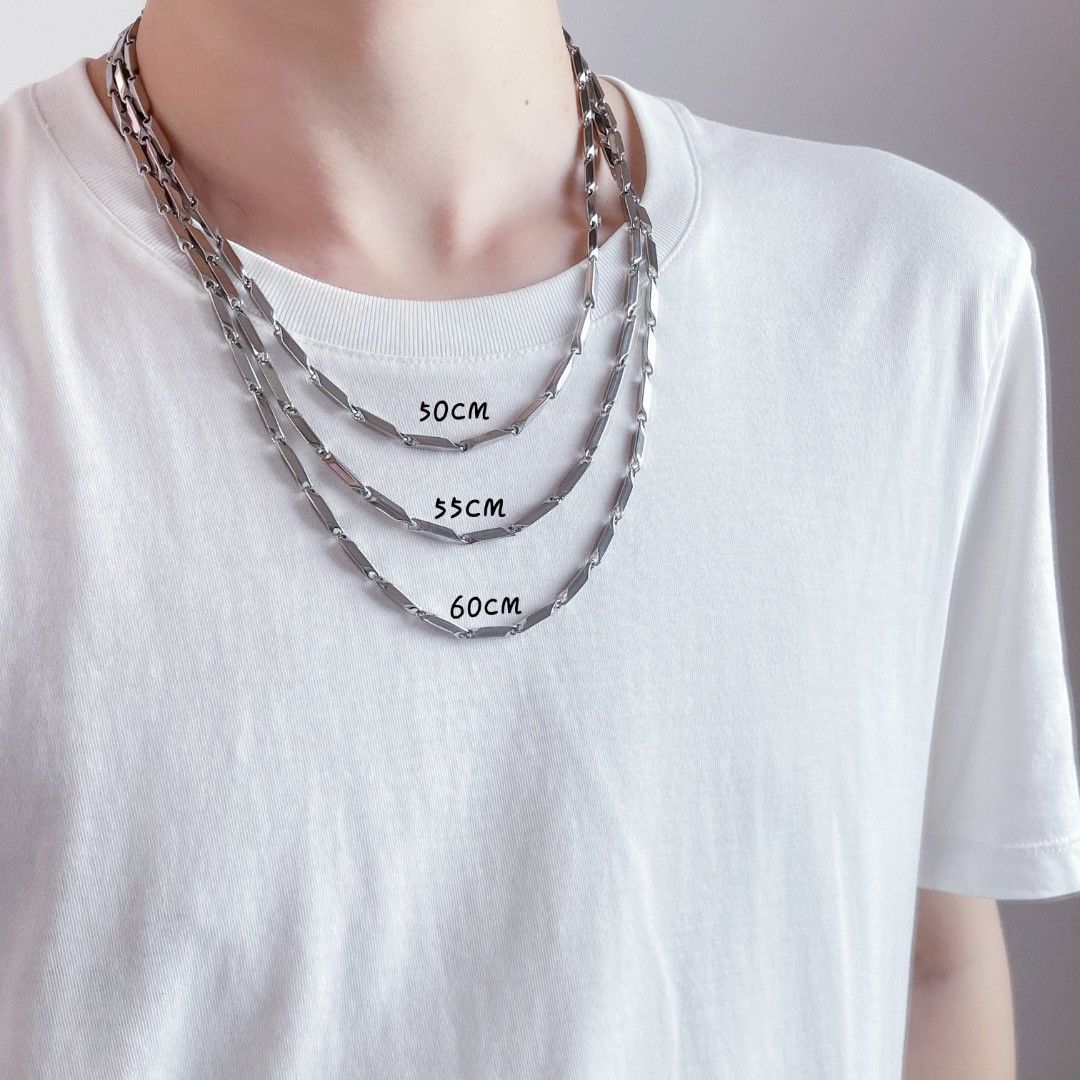 Men's Personality Fashion Titanium Steel No Fading Diamond Necklace Trendy Men's Cold Style Student Female Dressing All-Match Clavicle Chain