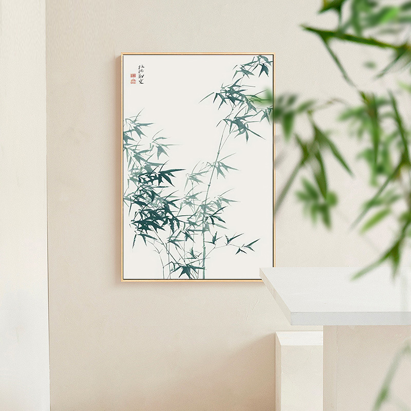 新中式玄关竹子装饰画 走廊过道植物竖版壁画书房茶馆中国风挂画
