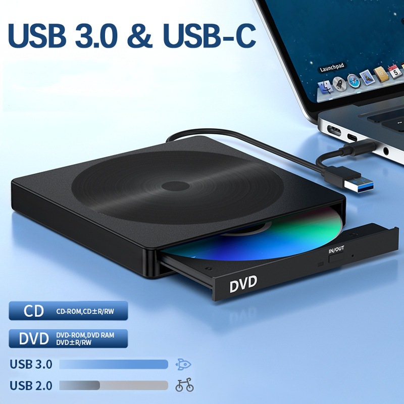 usb外置便携dvd驱动器type-c双接口台式一体机笔记本通用移动光驱