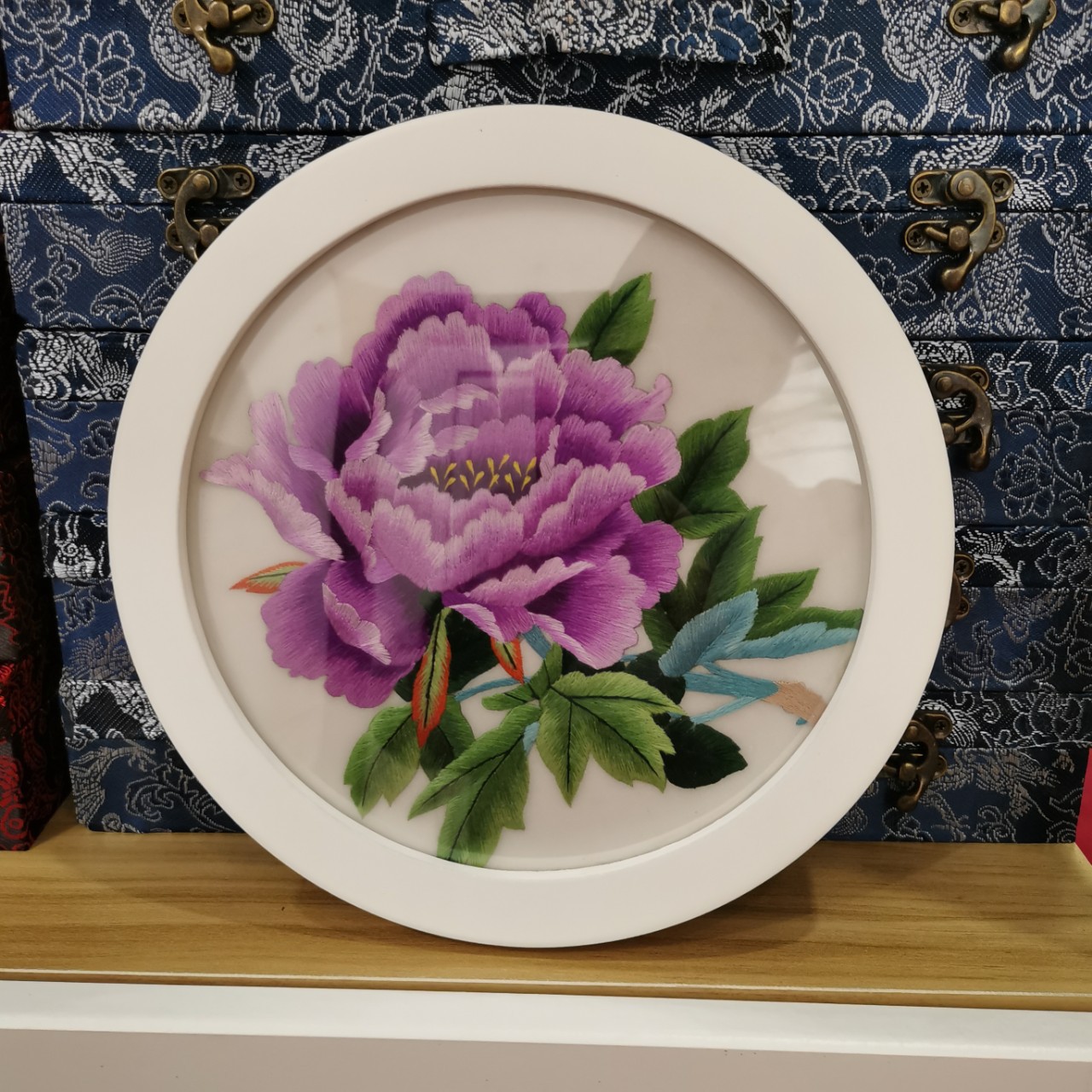 蜀绣单面绣刺绣牡丹中国风特色礼品