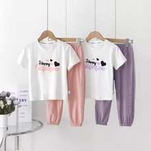 女童夏季套装2024新款短袖T恤长裤韩版时髦洋气童装儿童时尚