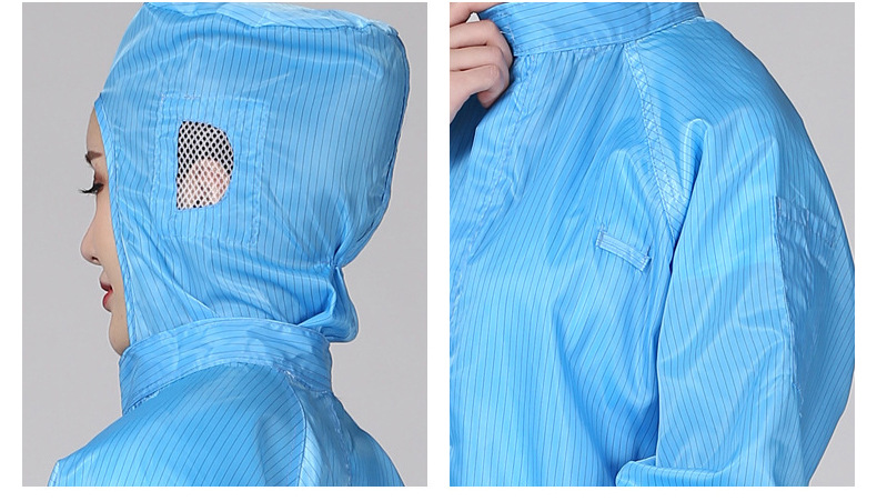 现货批发双侧网帽连体连帽静电服 食品电子厂无尘静电服劳保工衣