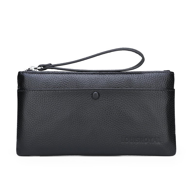 Men's Bag 2022 New First Layer Cowhide Men's Wallet Long and Simple Zipper Handheld Mobile Phone Bag Wallet